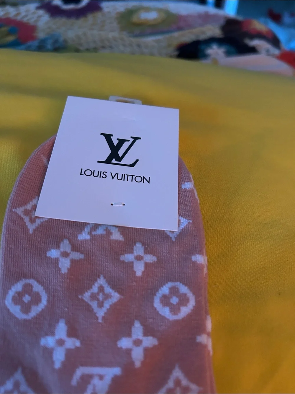 Louis Vuitton Soft Pink & White Monogram Ankle Socks